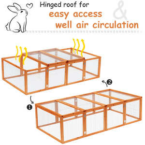 PawHut rabbit Run Wooden Rabbit Hutch Cage - Natural by PawHut