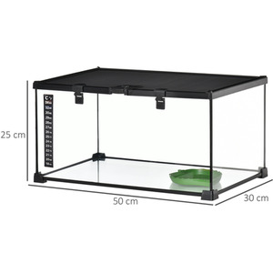 PawHut Reptile Glass Terrarium Reptile Breeding Tank - Black / 25cm by PawHut