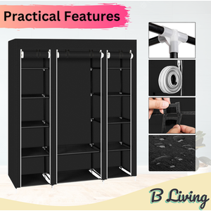 Pop Up Canvas Fabric Wardrobe - Black by B Living