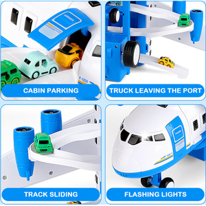 Transport Cargo Airplane Simulated City Race Track Car Toys Set