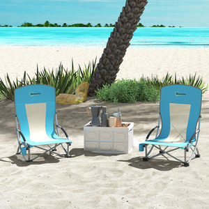 Outsunny Set of 2 Folding Beach Chair with Carry Bag - Blue by Outsunny