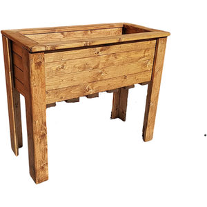 Hand Made Rustic Wooden Large Raised Trough-Planter - Brown by Samuel Alexander