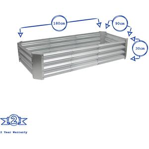 Rectangle Galvanised Steel Raised Garden Bed - 180cm x 90cm - 2pc - Black by Harbour Housewares