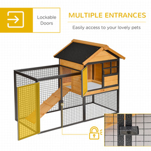 PawHut Wood Metal Small Animal Hutch Elevated - Yellow by PawHut