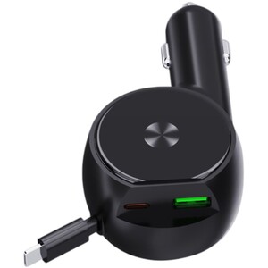 Retractable Car Charger for Mobile Phone - Black