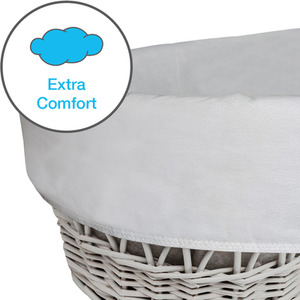 White Waffle Grey Wicker Moses Basket - White by Kinder Valley