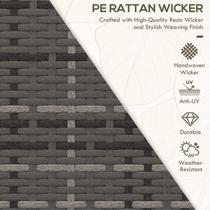 Outsunny 3 Piece Rattan Wicker Chaise Lounge Sofa Sets - Grey by Outsunny