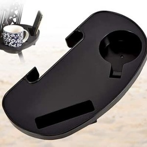 2x Zero Gravity Sun Loungers with Canopy and Drink Holder - Black by Garden Mile