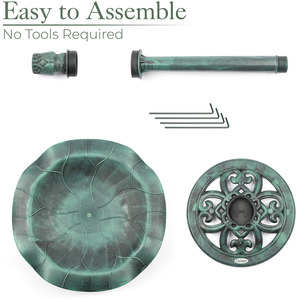 Leaf Shaped Pedestal Bird Bath - Green by Christow