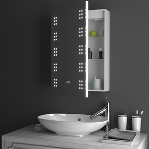 LED Bathroom Mirror Cabinet with Demister Pad - Silver by Livingandhome
