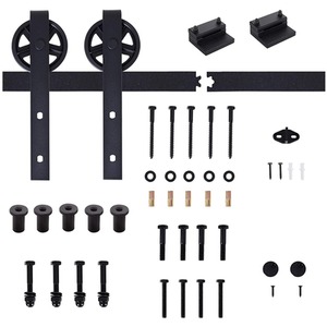 HOMCOM Carbon Steel Sliding Barn Door kits - Black by HOMCOM