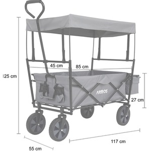 Foldable Cart With Roof - Grey by Arebos