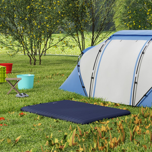 Outsunny Double Air Bed Inflatable Mattress with Foot Pumps - Blue by Outsunny