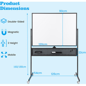 Magnetic White Board with Pegboard - Black by Costway