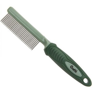 Soft Grip Dog Grooming Comb Crufts Metal Pet Hair remover Detangle - Green by Crufts