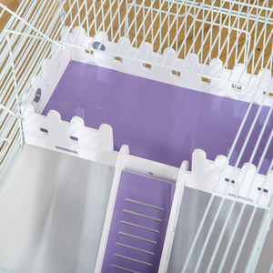 PawHut 2 Tier Hamster Cage Rodent House with Exercise Wheel Water Bottle Ladder - White, Purple by PawHut