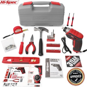 35 Piece 3.6V Cordless Power Screwdriver and Hand Tool Kit Set by Hi-Spec