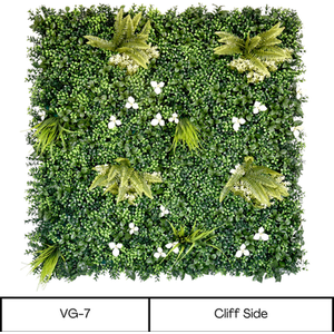 Artificial Plant Flower Living Wall Panels Realistic - 1m x 1m - Outdoor Indoor - Green / Cliff Side