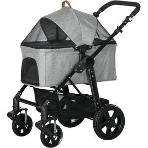PawHut Pet Dog Stroller Detachable 2-In-1 Design - Grey by PawHut
