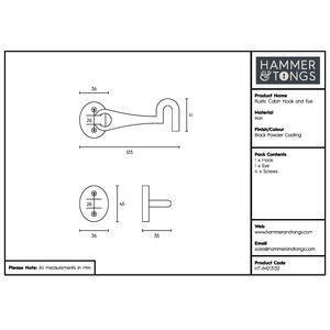 Rustic Cabin Hook and Eye Black - Black by Hammer and Tongs
