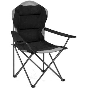 Folding Camping Chair - Padded - Black by Garden Mile
