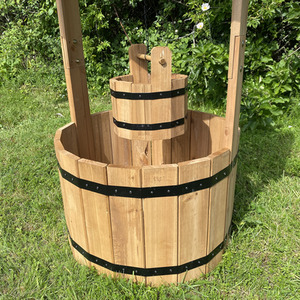 Large Wooden Wishing Well Garden Planter - Natural / 1 by Selections