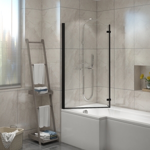 Square Bath Shower Screen Bifold Panel Pivot Screen - Black