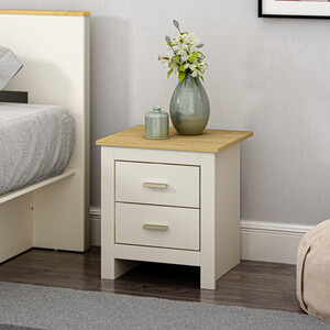 Lexington Two Drawer Bedside Table - Cream