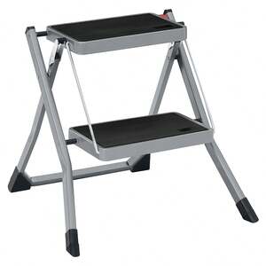 SONGMICS 2-Step Folding Ladder with Anti-Slip Mat - Grey by SONGMICS