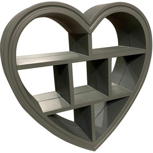 Grey Heart Mirror Shelf Sections Decorative Wall Shelf - Grey by DEENZ
