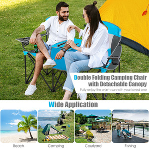 Double Sunshade Folding Chairs by Costway