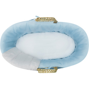 Blue Moses Basket with Natural Rocking Stand, Sheet and Grey Cellular Blanket - Blue by Kinder Valley