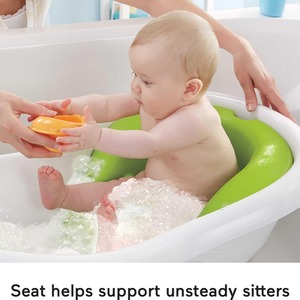 Baby to Toddler Bath 4 in 1 Slingn Green Seat Tub - Multicolour by Fisher Price