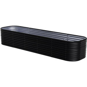 Oval Galvanised Steel Raised Garden Bed - Anthracite / 240cm / 56cm by Livingandhome