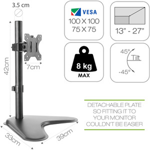 DIHL Single Computer Monitor Arm Mount Stand 13-27 inch - Black by DIHL