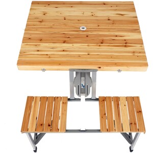 Portable Wooden Folding Outdoor Picnic Table and Bench Set 4 Seats by Oypla