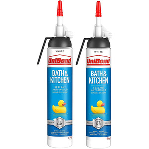 UniBond Mould Resistant Bath and Kitchen Silicone Sealant White, 208g - Buy 2 by UniBond