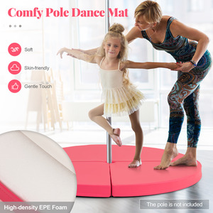 Pole Dance Crash Mat Round Yoga Mat - Pink by Costway