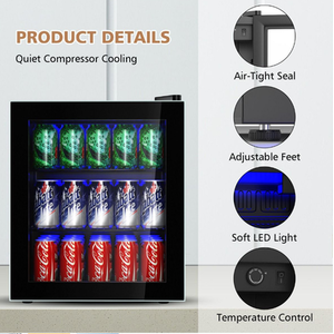 46L Mini Fridge Beverage Cooler Refrigerator - Black by Costway
