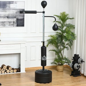 HOMCOM 3-in-1 Boxing Punching Bag Stand with 2 Speedballs - Black by HOMCOM