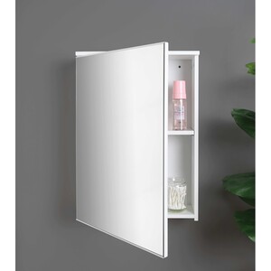 High Gloss Single Mirror Wall Cabinet - White