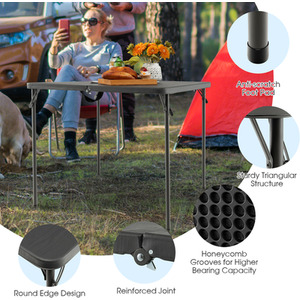 Folding Camping Picnic Table - Grey by Costway