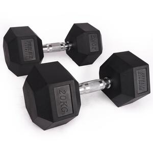 Phoenix Fitness Hex Dumbbell Pair - Black / 20kg by Phoenix Fitness
