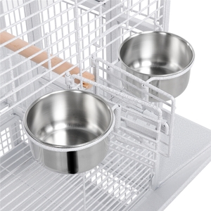 Rolling Metal Bird Cage with Playtop - White by Yaheetech