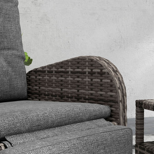 Outsunny 3 Piece Rattan Wicker Chaise Lounge Sofa Sets - Grey by Outsunny