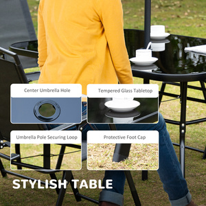 Outsunny 8 Pieces Garden Furniture Set with Parasol Folding Chairs by Outsunny