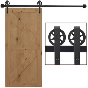 HOMCOM Carbon Steel Sliding Barn Door kits - Black by HOMCOM