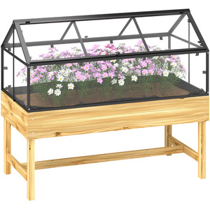 Outsunny Raised Garden Bed with Cold Frame Greenhouse Polycarbonate Panel by Outsunny