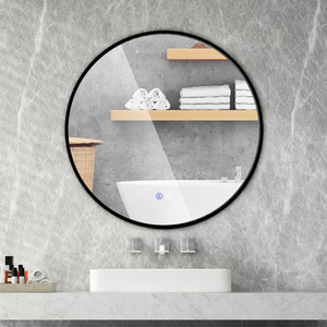 Round Bathroom Mirror - Black by Costway