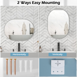 Runway Oval Bathroom Mirror - White by Costway
